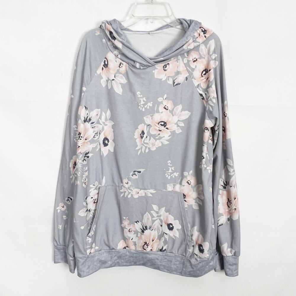Women's Floral Pullover Hooded Lightweight Sweatshirt Size Small
